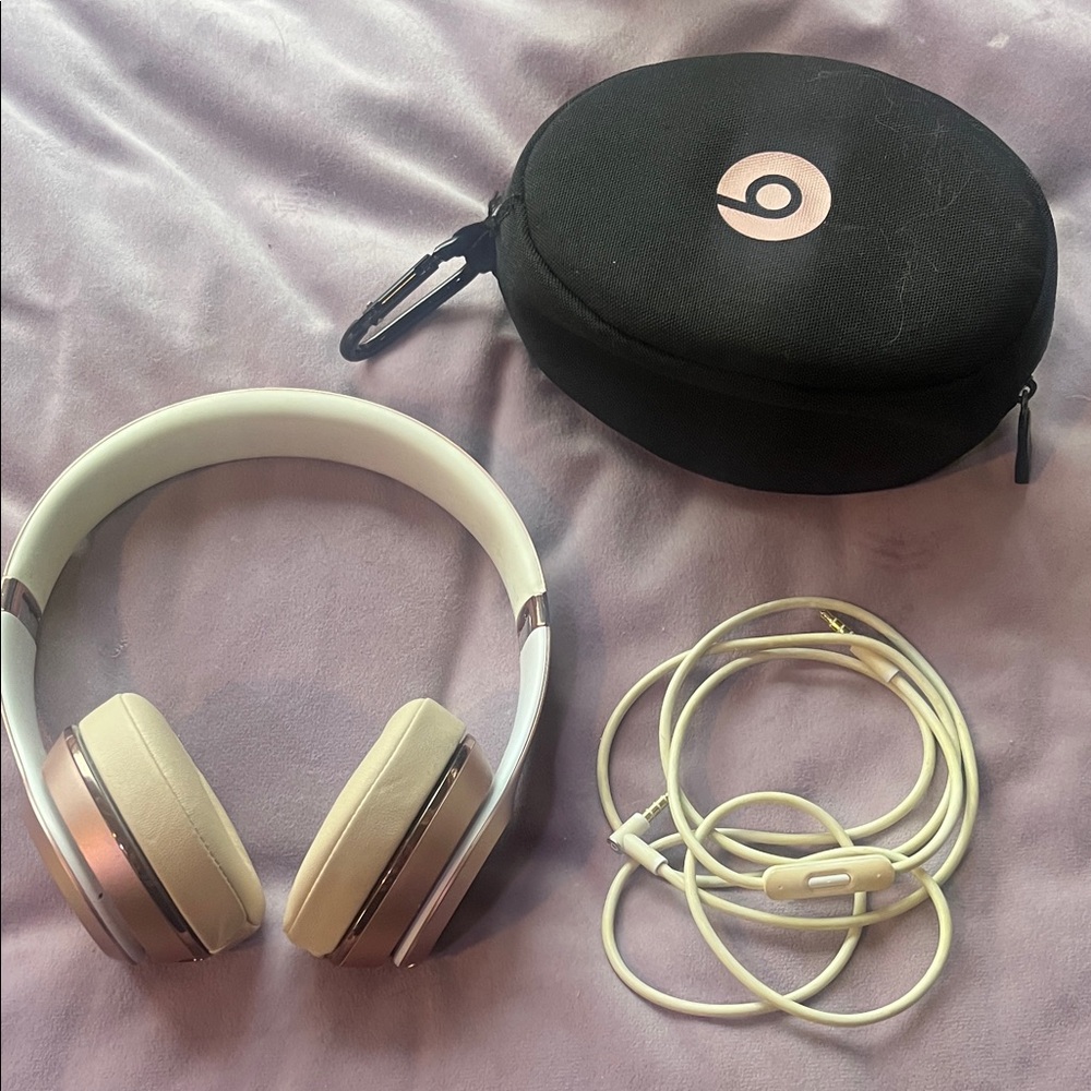 Beats Rose Gold Headphones with Case - Used